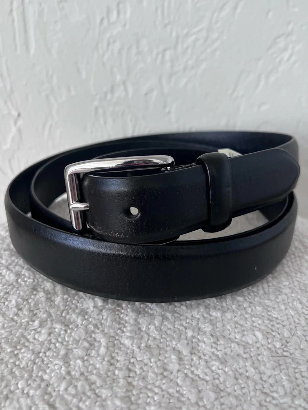 Polo Ralph Lauren Mens Black Leather Belt Size 50 Solid Brass Roller Buckle NOS